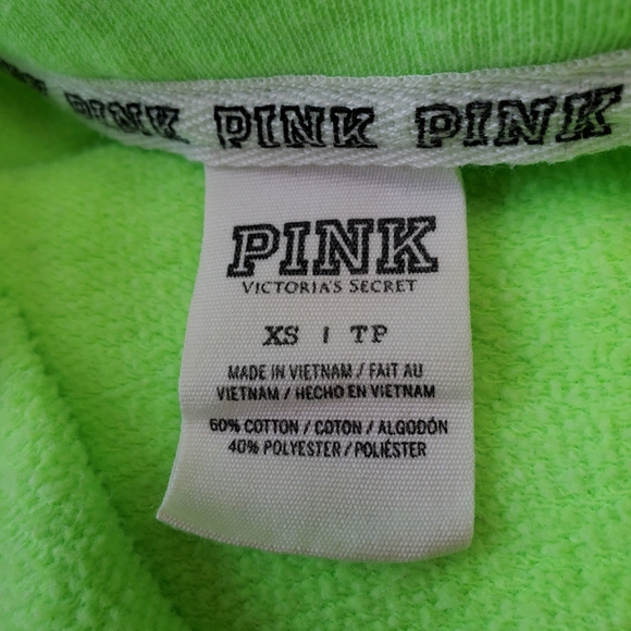 Pink Victoria's Secret Green Pull Over Quarter Zip Oversized Sweatshirt XS - Picture 10 of 12